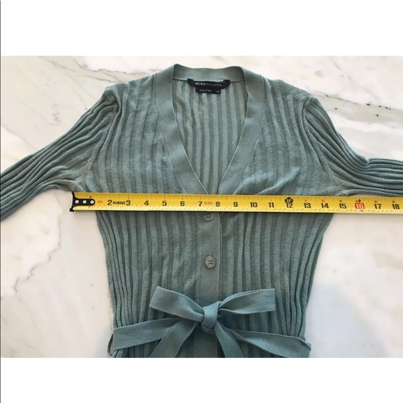 BCBG SAGE GREEN LIGHT WEIGHT BELTED CARDIGAN XS - Picture 7 of 13